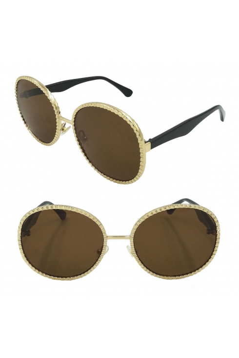 Okulary przeciwsłoneczne damskie OKRĄGŁE LENONKI z filtrem Frill Gold 8792